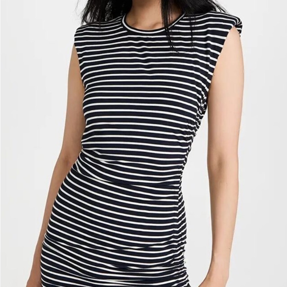 Veronica Beard Navy and White Striped Sleeveless Dress
